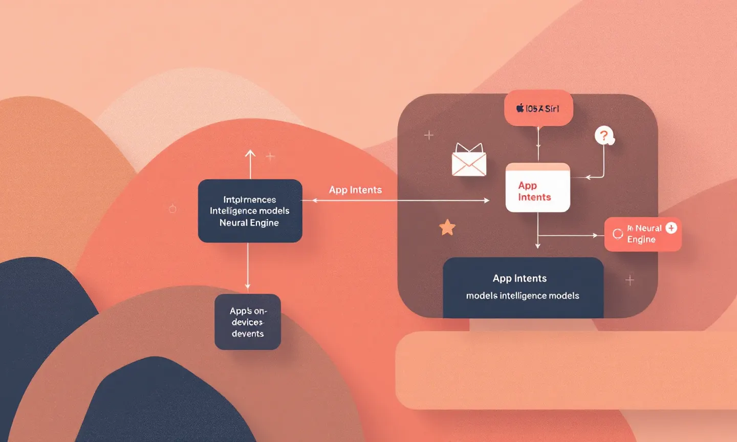 architecture diagram showing iOS 27 Siri on-device data flow from third-party apps through App Intents to Apple Intelligence models on the Neural Engine